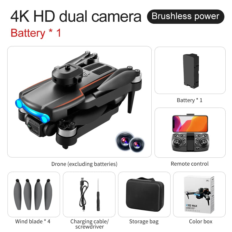 KBDFA K102 Pro Mini Drone 4K HD Camera Optical Flow Drones Aerial Photography Quadcopter Obstacle Avoidance WIFI FPV Dron RC Toy