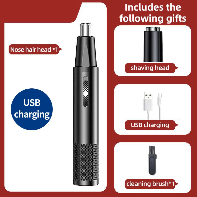 Electric Nose Hair Clipper Rechargeable Multi-kinetic Shaving Two-in-one Unisex Fully Automatic Washable Trimmer