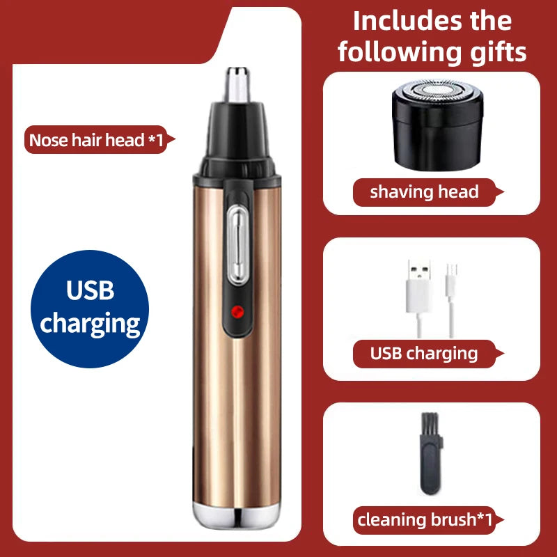 Electric Nose Hair Clipper Rechargeable Multi-kinetic Shaving Two-in-one Unisex Fully Automatic Washable Trimmer
