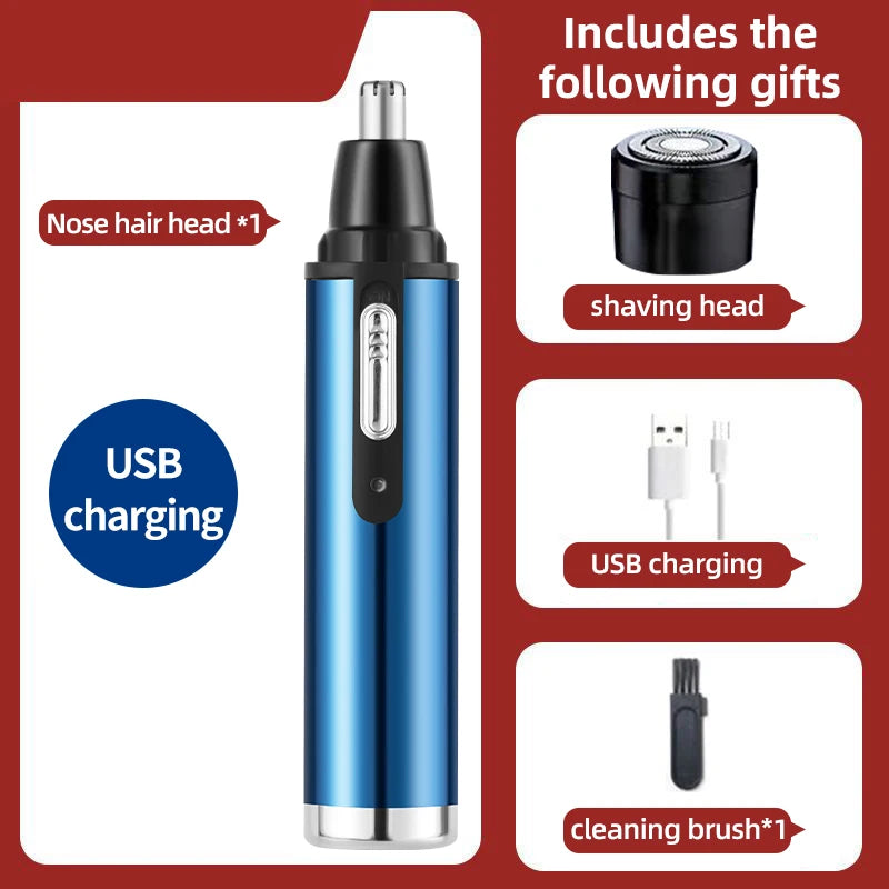 Electric Nose Hair Clipper Rechargeable Multi-kinetic Shaving Two-in-one Unisex Fully Automatic Washable Trimmer