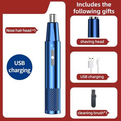 Electric Nose Hair Clipper Rechargeable Multi-kinetic Shaving Two-in-one Unisex Fully Automatic Washable   Trimmer