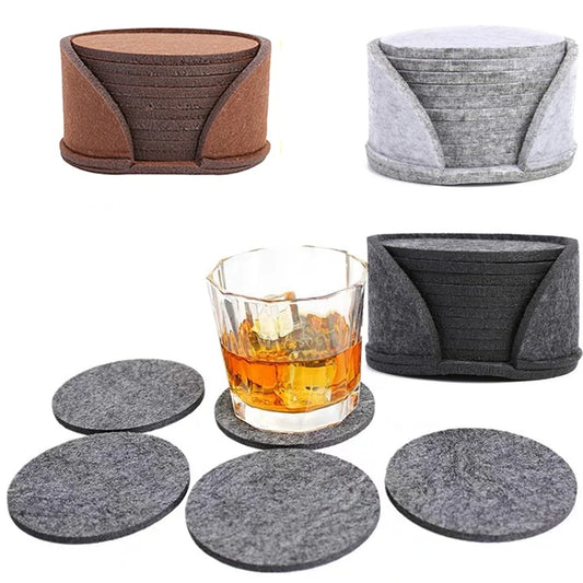 10pcs Round Felt Coaster Dining Table Protector Pad Heat Resistant Cup Mat Coffee Tea Hot Drink Mug Placemat Kitchen Accessories