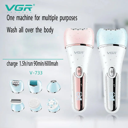 VGR Electric Women Epilator Female Shaver Leg Body Hair Removal Lip Chin Depilatory Lady Bikini Trimmer Facial Hair Remover