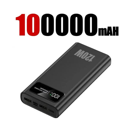 120W 200000mAh Power Bank Super Fast Charging High Capacity Battery Digital Display Power Bank For Samsung Xiaomi Huawei Iphone