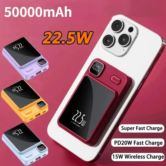 New  50000mAh 22.5W Magnetic Power Bank PD20W Fast Charging Wireless Magsafe Power Bank for IPhone 14 Samsung Huawei