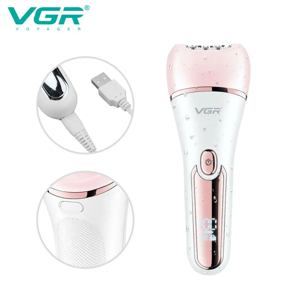 VGR Electric Women Epilator Female Shaver Leg Body Hair Removal Lip Chin Depilatory Lady Bikini Trimmer Facial Hair Remover