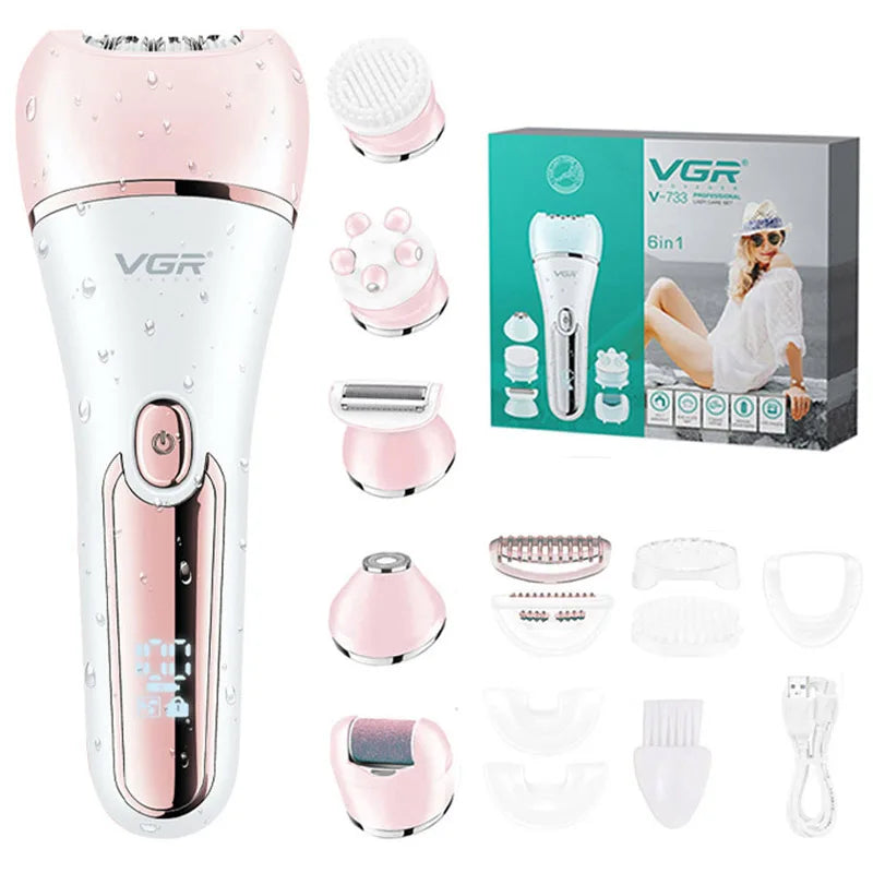 VGR Electric Women Epilator Female Shaver Leg Body Hair Removal Lip Chin Depilatory Lady Bikini Trimmer Facial Hair Remover