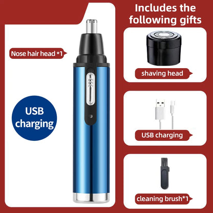 Electric Nose Hair Clipper Rechargeable Multi-kinetic Shaving Two-in-one Unisex Fully Automatic Washable   Trimmer