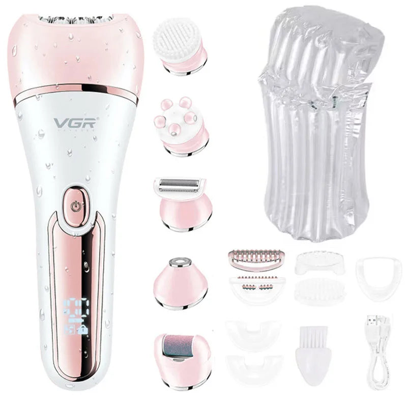 VGR Electric Women Epilator Female Shaver Leg Body Hair Removal Lip Chin Depilatory Lady Bikini Trimmer Facial Hair Remover