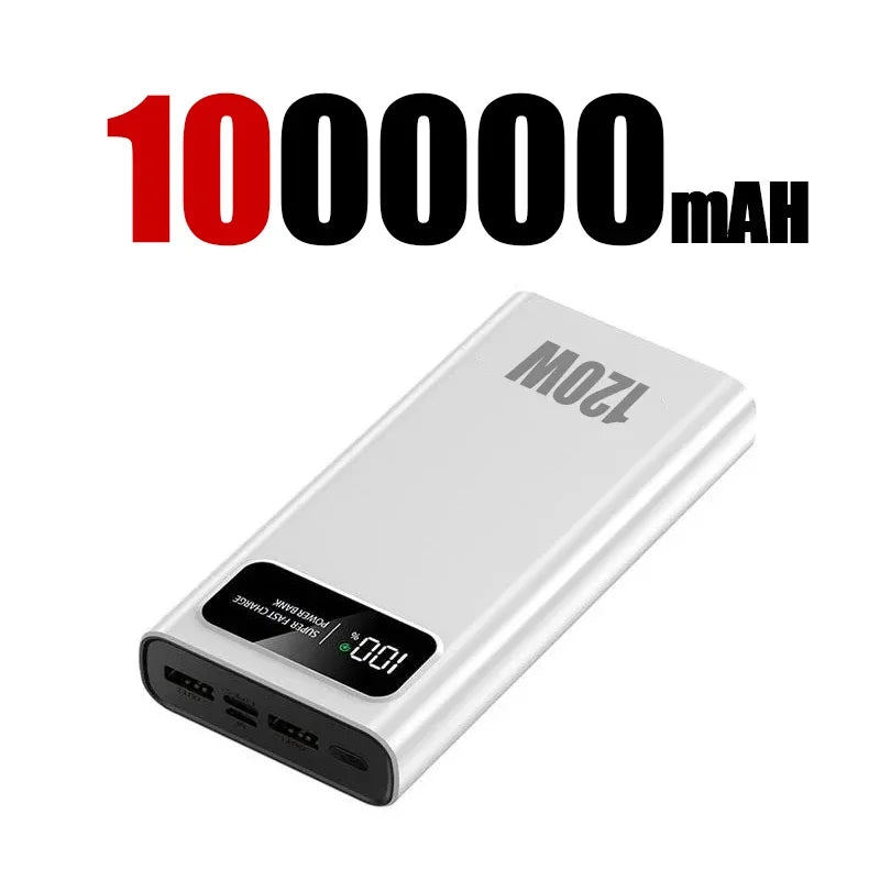 200000mAh Power Bank 120W Super Fast Charging Battery High Capacity Digital Display Power Bank For Iphone  Samsung Xiaomi Huawei